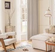 Daesar Bedroom Curtains Blackout 54 Inch Length, Chenille Eyelet Thermal  Insulated Curtains Solid with Arrow Texture Beige White Short Blackout ...