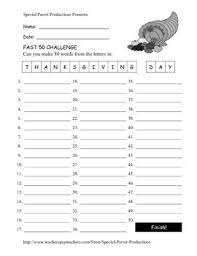 Thanksgiving Word Word How Many Words Can You Make With Worksheets Teaching Resources Tpt
