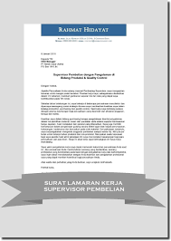 Surat Lamaran Kerja Untuk Supervisor Kerja Surat Riwayat Hidup