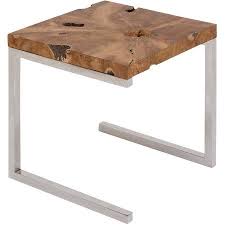 Decmode Natural 22 X 20 Inch Square Teak Wood Slab Side Table Walmart Com Teak Wood Side Table Teak Side Table Side Table Wood
