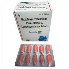 Diclofenac Potassium Paracetamol And Serratiopeptidase Tablets General Medicines Price 750 Inr Box Id C6035063
