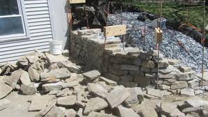 Simple walls have a horizontal foundation, and rock laid in horizontal courses that run from the wall face to the back. Retaining Wall Challenges The Stone Trust