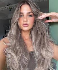 Ash Brown Wigs for Women, Ombre Silver Blonde Hair Lace Front Wig with  Brown Roo