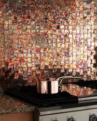 We carry a small collection of copper panels and copper backsplash sheets, available in multiple patina hues, like bright azul blues and mottled deep blacks. Patina Copper Tiles From Frigo Design Woven Seared Patina Copper Backsplash