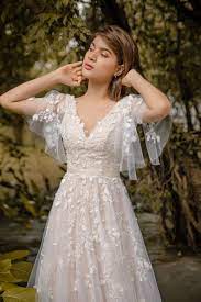 Sophia Vintage Blush Wedding Dress With Flutter Sleeve Open Back Vintage Blush Wedding Blush Pink Wedding Dress Dream Wedding Dresses