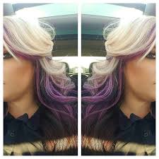 Getting pops of plum onto your hair can add depth and bring your strands to life! Blonde Purple And Black Hair Hair Hair Highlights Beautiful Hair