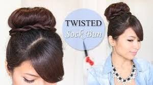 Pull it to the base of the ponytail so that all of the hair is gathered inside of it. Twisted Sock Bun Updo Hairstyle Long Hair Tutorial Youtube