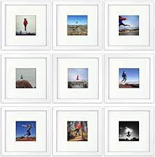 A series print sizes such as a2, a3, and a4 included. Amazon Com Tiny Mighty Frames 9 Set Wood Square Instagram Photo Frame 4x4 Mat 8x8 9 White