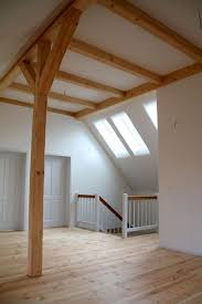 Dachgeschoss Holzhaus Mit Lehmputz Und Sichtbaren Holzbalken In Gottingen Holzhaus Haus Haus Umbau