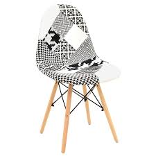 81cm hoch, untergestell aus buchenholz / sitzfläche pp u. Stuhl Mit Schwarz Weissem Patchwork Und Holzbeinen 46 5 X 50 5 X 83 5 Cm Qechic