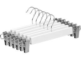 6 x Cabide de Madeira Maciça para Saias, Calças e Jeans, Cor Branco com  Prendedores Ajustáveis Anticorrosão e Gancho Giratório TODO HOGAR |  Worten.pt