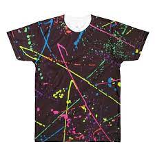 Whether you buy new or go vintage, pair your paint splatter duds with some gladiator sandals and some stacked bracelets and you'll be rockin' the casbah, like totally. 80s Clothing Neon Paint Splatter Rainbow Mens Shirt Retro 80s Neon Day 80s Outfit Neon Day Spirit Week