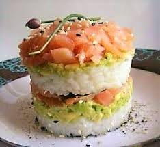 Sushi Cake Saumon Fume Avocat Riz Nathychef Recette Sushi Saumon Sushi Cake Saumon Fume