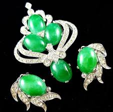 Vintage Jewelry Signed Eisenberg Vintage Jade Brooch Pin Earrings Set Flower Rhinestone N203 Christmas Gi Jewelry Vintage Costume Jewelry Antique Jewelry