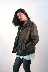 80s Leather Bomber Jacket Xl Unisex Aviator Vintage A 2 Style Etsy Leather Jacket Style Brown Leather Jacket Outfit Leather Bomber Jacket