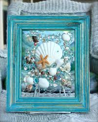 Beach Decor Of Seashell Art Beach Bathroom Decor Wall Sea Glass Crafts Beach Bathroom Decor Seashell Art