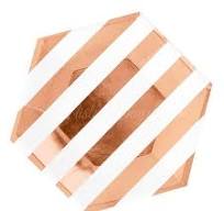 Foil Striped Large Hexagon Plates 9″ (Set of 8) - Rose Gold