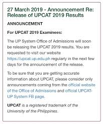 Pass upcat, acet, dcat, ustet the sure way! University Of The Philippines On Twitter Announcement For Upcat 2019 Examinees The Up System Office Of Admissions Will Soon Be Releasing The Upcat 2019 Results You Are Requested To Visit Our Website