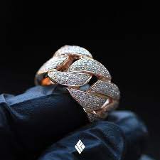 Solid 14k Rose Gold Cuban Link Eternity Ring Fully Iced Out Now Available On Www Ifandco Com Cubanlink Custo Gold Chains For Men Hip Hop Rings Luxe Jewelry
