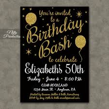 Black And Gold Birthday Party Invitations Printable Birthday Invitations Black Gold By Niftyprintables Printable Birthday Invitations 60th Birthday Invitations 50th Birthday Invitations