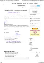 Sample letter to close bank account and transfer funds. Letter For Closing Saving Bank Sb Account Letter Application