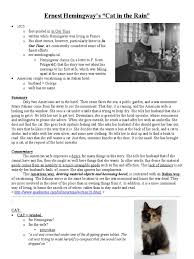 Their room faces the sea, a public garden, and a war monument. Cat In The Rain Ernest Hemingway Notes Cat Types Felis