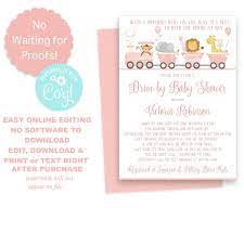 Girl Drive By Baby Shower Invitationszoom Baby Shower Etsy Virtual Baby Shower Invitation Baby Shower Invites For Girl Animal Baby Shower Invitations