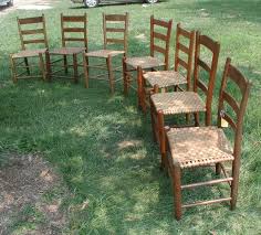 Ladder Back Cane Bottom Chairs Antique Show Old Doors Rustic Decor