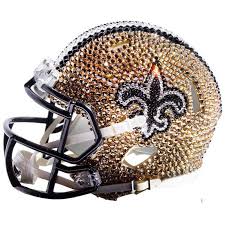 Nfl fan apparel and souvenirs. New Orleans Saints Swarovski Crystal Adorned Full Helmet By Rock On Sports