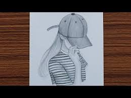 How To Draw A Girl With Cap Step By Step Youtube Art Drawings Sketches Simple Girly Drawings Easy Drawings Sketches