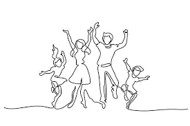 Happy Family Mother Father Dancing Family Drawing Family Art Line Drawing