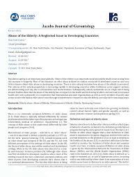 Pdf Elderly Abuse A Neglected Issue In Developing Countries