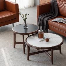 Usually a table is made from glass or wood but in this case it is made from slate. Fosuhouse Nordic Solid Wood Slate Coffee Table Small Apartment Slate Side Tables American Black Walnut Round Table Combination Super Promo 5e0be Goteborgsaventyrscenter