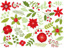 Christmas Flowers Clipart Digital Vector Flowers Berries Etsy Xmas Clip Art Vector Flowers Christmas Flowers