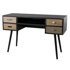Bureau Droit Scandinave Noir Mat Pieds Bois Pin Massif L 120 Cm Bureau Droit Pin Massif Mobilier De Salon