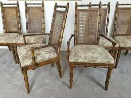 6 Vtg American Of Martinsville Asian Style Faux Bamboo Cane Back Dining Chairs Ebay Faux Bamboo Oak Dining Chairs Dining Chairs