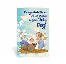 Congratulations On The Arrival Of Your Baby Boy Greeting Card Queen Of Angels Catholic Store