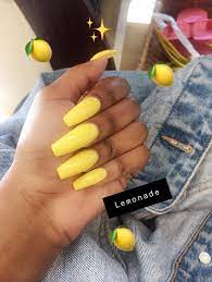 Lemonade Nails Yellow Nails Arylic Nails Girls Nails