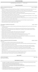 Medical Information Specialist Resume Sample Mintresume
