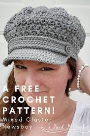 Mixed Cluster Newsboy Free Crochet Hat Pattern I Need It Crochet Designs Crochet Hats Crochet Hats Free Pattern Crochet Newsboy Hat