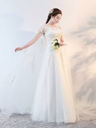 There are many reasons why white is a favoured colour to wear on a bride's wedding day. Lace Wedding Dress No Train B01954