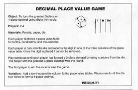 Decimal Squares Workshop Place Value Equality