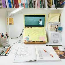 Check spelling or type a new query. Yellow Laptop And Notebooks Look Fine Study Desk Organization Study Desk Desk Organisation Student