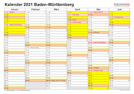 Hier finden sie den kalender 2021 mit nationalen und anderen feiertagen für deutschland. Kalender 2021 Baden Wurttemberg Ferien Feiertage Excel Vorlagen