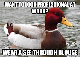 Want To Look Professional At Work Wear A See Through Blouse Malicious Advice Mallard Quickmeme
