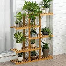 Heavy Duty Flower Planter Solid Multiple Tier Plant Stand Long Bamboo Flower Rack Table Outdoor Shelf For Plants Modern House Plants Decor Diy Plant Stand Plant Shelves