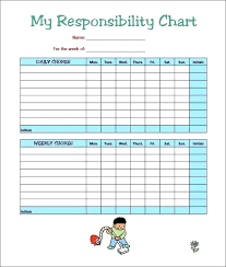 Responsibility Chart Chore List Free Template Printable My