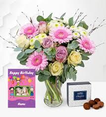 More sizes available for uk delivery. Birthday Flowers Balloons And Cake From Prestige Flowers