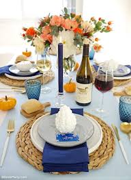 Red and pink for valentine's day, orange and brown for fall…green and red for christmas. A Blue And Orange Thanksgiving Table Party Ideas Party Printables Blog