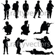 Soldiers Silhouettes Female Vector File Svg In 2021 Soldier Silhouette Army Soldier Silhouette